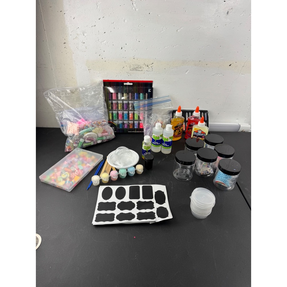 Elmer's Slime Kit Craft Bundle Glitter Glue Charms Foam Beads Jars mix ins